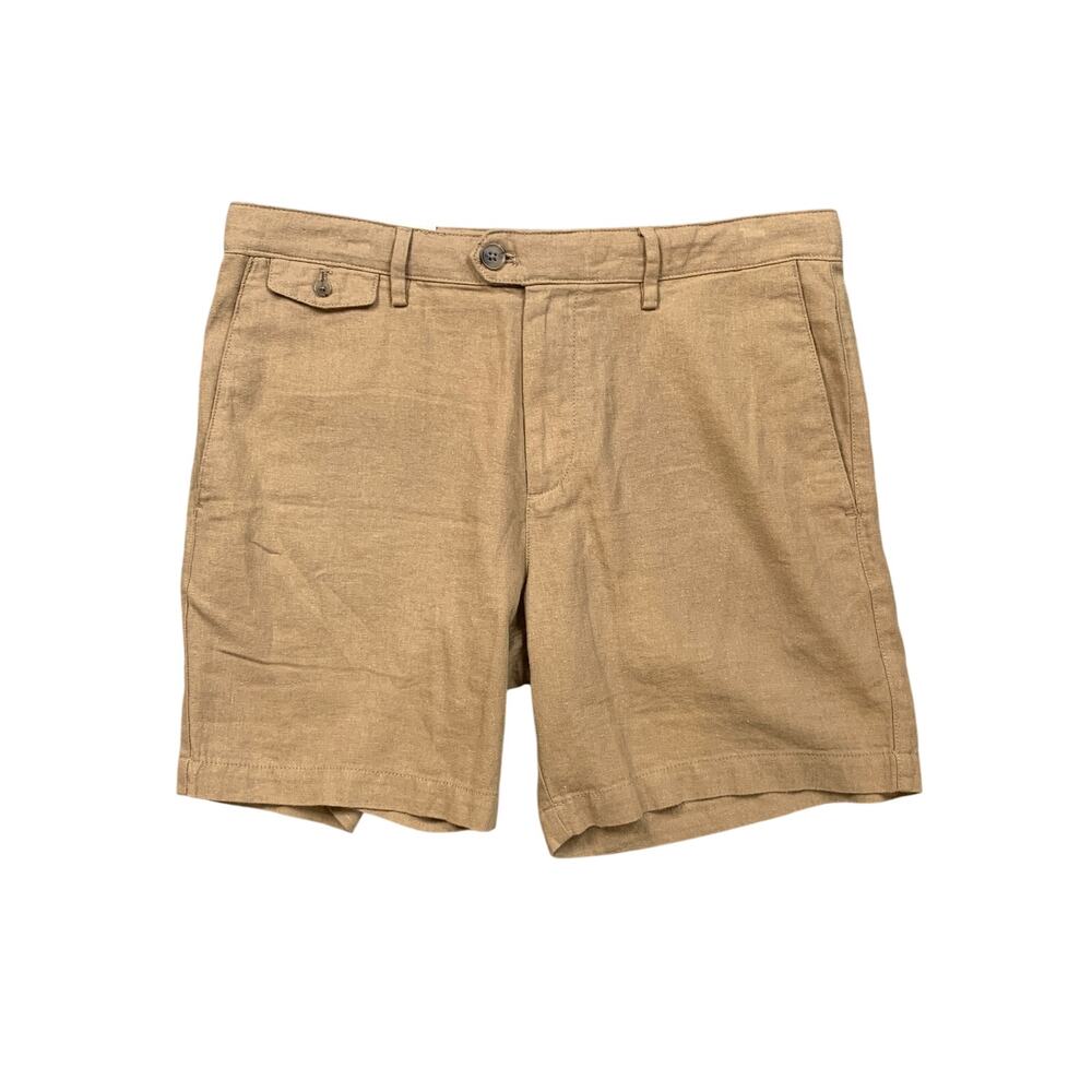 Banana Republic Shorts Mens 32 Biscuit Linen Cotton Blend Textured Coin Pocket